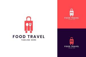 design do logotipo do espaço negativo para viagens de comida vetor
