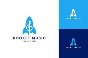 foguete música design de logotipo do espaço negativo vetor