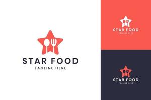 design do logotipo do espaço negativo estrela de comida vetor