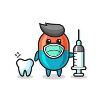 personagem mascote da cápsula como dentista vetor