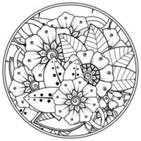 Ornamento decorativo de flor mehndi em estilo oriental étnico vetor