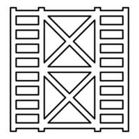 andaimes pré-fabricado construção quadro, Armação pavimentos dois 2 contorno esboço linha ícone Preto cor vetor ilustração imagem fino plano estilo