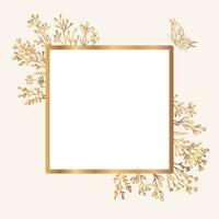 vetor dourado quadro, Armação com plantas