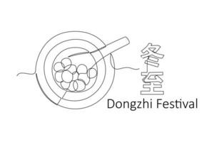 contínuo 1 linha desenhando dongzhi festival conceito. rabisco vetor ilustração.