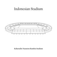 gráfico Projeto do a Kaharudin nasução rumpai estádio, pekanbaru cidade, PSPS riau casa equipe. internacional futebol estádio dentro indonésio. vetor