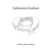 gráfico Projeto do a wibawa mukti estádio, Bekasi cidade, persikabo 1973 casa equipe. internacional futebol estádio dentro indonésio. vetor
