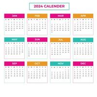 calendário para 2024 vetor