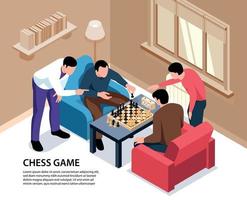 xadrez em casa fundo isométrico vetor