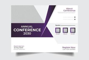 modelo de vetor de panfleto de conferência horizontal