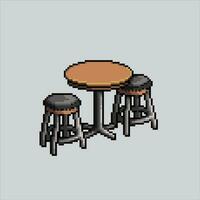 pixel arte ilustração mesa e cadeira. pixelizada mesa cadeira. café fazer compras mesa e cadeira pixelizada para a pixel arte jogos e ícone para local na rede Internet e vídeo jogo. velho escola retrô. vetor