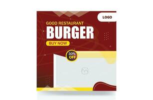 hamburguer velozes Comida social meios de comunicação postar restaurante bandeira modelo vetor