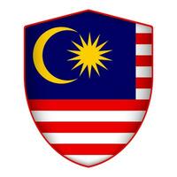 Malásia bandeira dentro escudo forma. vetor ilustração.