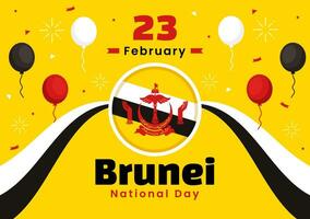 feliz brunei darussalam nacional dia vetor ilustração em 23 fevereiro com acenando bandeira dentro patriótico feriado plano desenho animado fundo Projeto