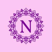 carta n mandala elegante circular fronteira inicial vetor logotipo Projeto