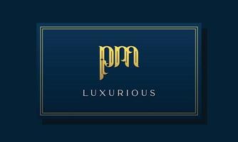 vintage royal letras iniciais logotipo pm. vetor