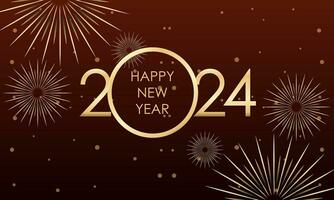 cumprimento cartão feliz Novo ano 2024 celebração tarde vetor
