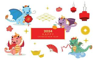 fofa 2024 Dragão personagem para chinês Novo ano.vetor ilustração para gráfico Projeto vetor