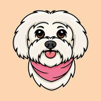 ilustração do uma maltês cachorro vestindo uma Rosa bandana. vetor