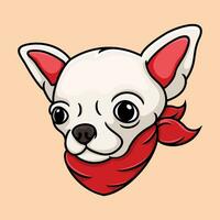 ilustração do uma chihuahua cachorro vestindo uma vermelho bandana. vetor