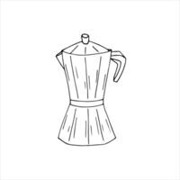 café criador, café Panela, espresso máquina. cozinha utensílio. mão desenhado vetor ilustração isolado em branco.