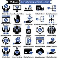 financiamento colaborativo e doação ícone vetor