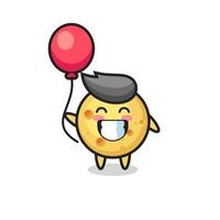 ilustração do mascote do queijo redondo jogando balão vetor