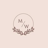 mw inicial monograma Casamento com criativo círculo linha vetor