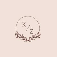 kz inicial monograma Casamento com criativo círculo linha vetor