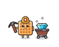ilustração do personagem waffle como um mineiro vetor