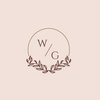 wg inicial monograma Casamento com criativo círculo linha vetor