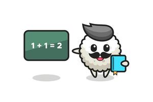 ilustração do personagem bola de arroz como professor vetor