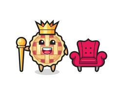 desenho de mascote de torta de maçã como um rei vetor