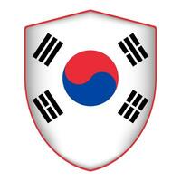sul Coréia bandeira dentro escudo forma. vetor ilustração.