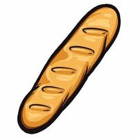 Ilustração de desenho vetorial de pão de forma longa, baguete francesa vetor