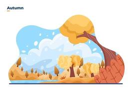 ilustração em vetor paisagem ao ar livre temporada de outono