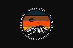 aventura montana, silhueta estilo retro vetor