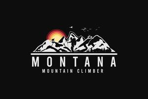alpinista montana, estilo silhueta vetor