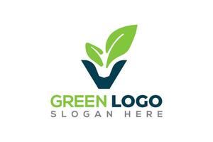 moderno minimalista verde logotipo. bio logotipo. natureza logotipo. crescimento logotipo Projeto modelo vetor