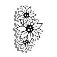 três flores em branco silhueta e cinzento sombra. digital ou imprimível adesivo. vetor ilustração para decorar logotipo, tatuagem, cartão ou qualquer Projeto.