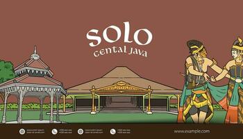Indonésia Surakarta central Java Projeto disposição idéia para social meios de comunicação ou evento fundo vetor