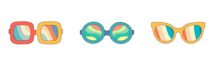 desenho animado retro óculos com ornamentado lentes. vetor ilustração do hippie acessório. Anos 70 discoteca atributo