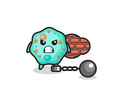 personagem mascote da ameba como prisioneiro vetor