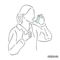 linha arte vetor do asma conhecimento.