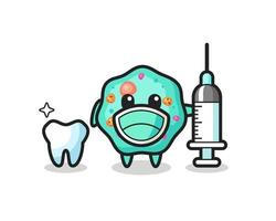 personagem mascote da ameba como dentista vetor
