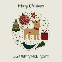 desejando você feliz festividades e uma Novo ano preenchidas com amor e risada. alegre Natal e uma feliz Novo ano vetor