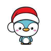 fofa e kawaii Natal pinguim vetor