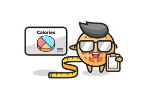 ilustração do círculo waffle mascote como nutricionista vetor