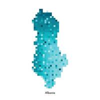 vetor isolado geométrico ilustração com simplificado gelado azul silhueta do Albânia mapa. pixel arte estilo para nft modelo. pontilhado logotipo com gradiente textura para Projeto em branco fundo