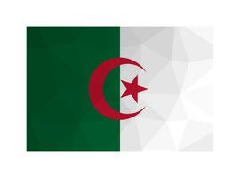 vetor isolado ilustração. nacional argelino bandeira com bandas do verde e branco, vermelho Estrela e crescente. oficial símbolo do Argélia. criativo Projeto dentro baixo poli estilo com triangular formas.