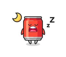 bebida lata ilustração do personagem dormindo à noite vetor